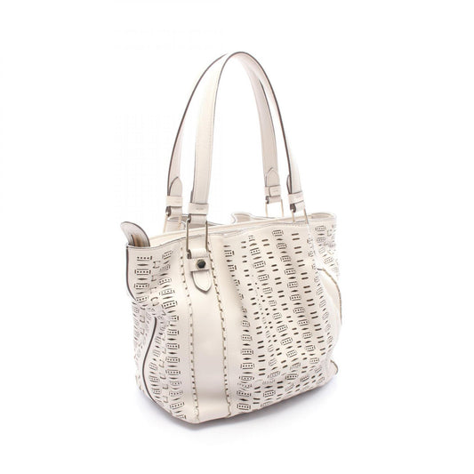 TOD'S Flower Leather Shoulder Bag White