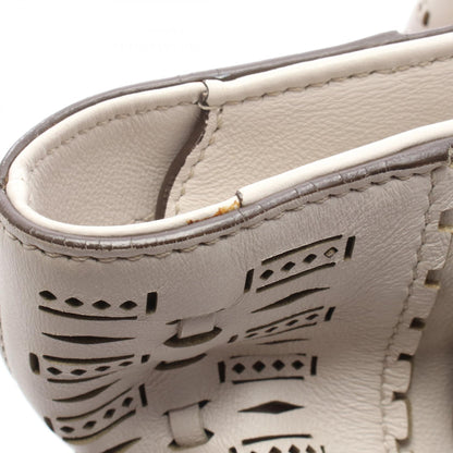TOD'S Flower Leather Shoulder Bag White