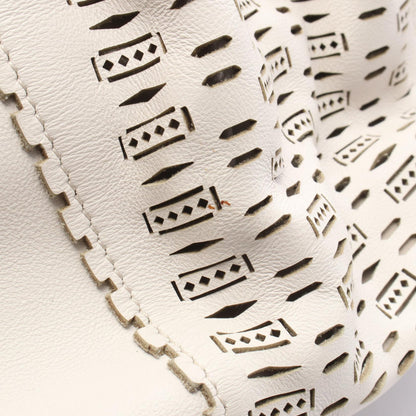 TOD'S Flower Leather Shoulder Bag White