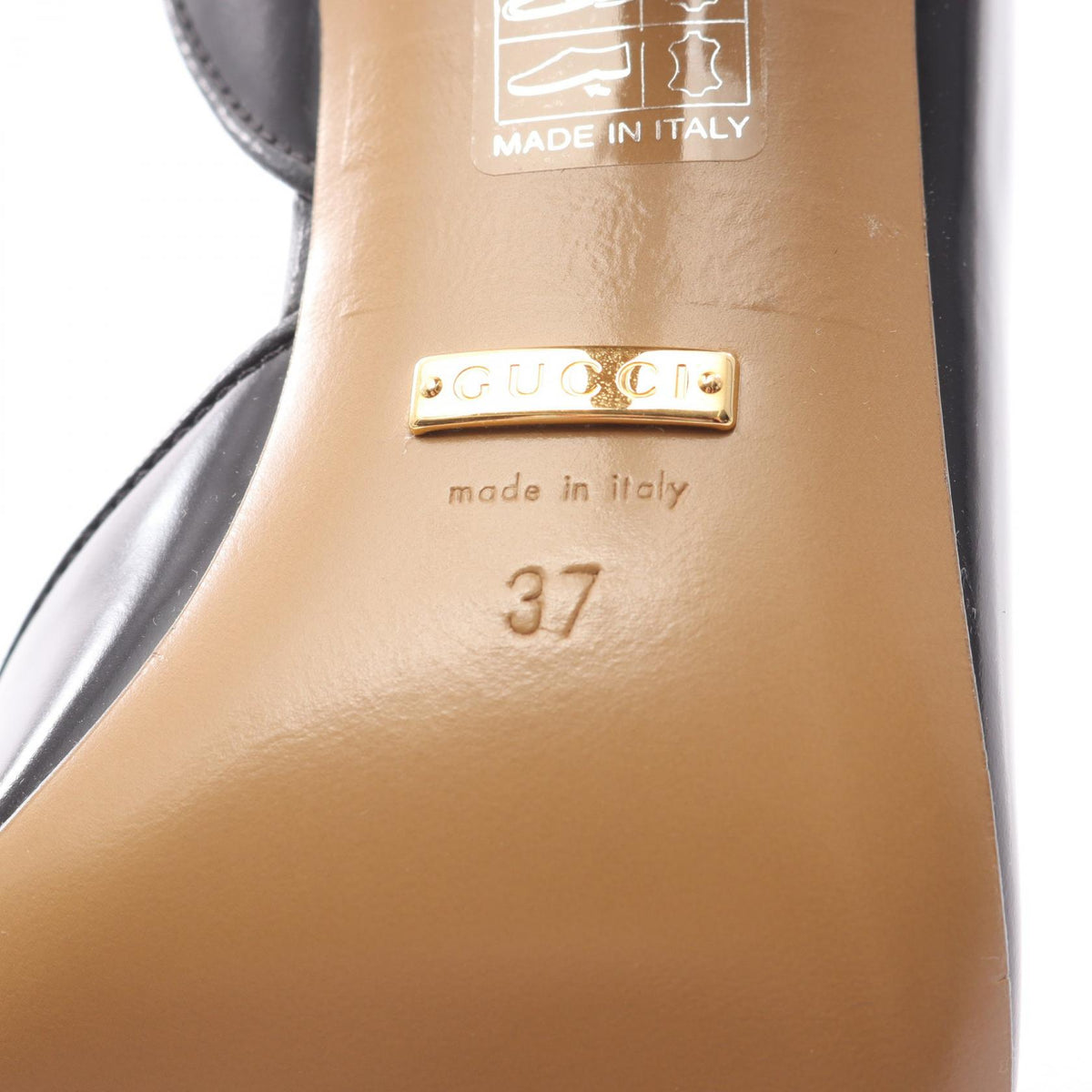 GUCCI Black Leather Slingback Pumps Size 37