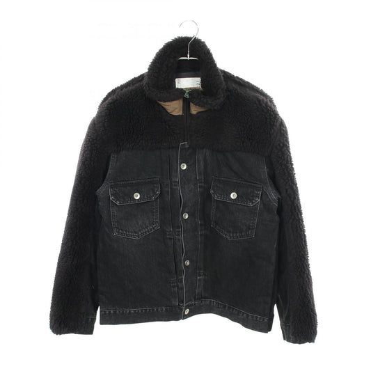 Sacai Faux Shearling Denim Jacket Black Size 1