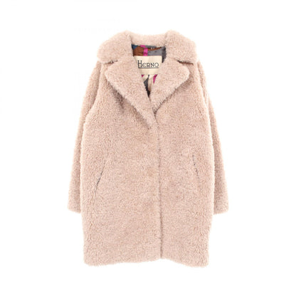 Herno Curly Eco-Fur Polyester Coat Beige Size 40