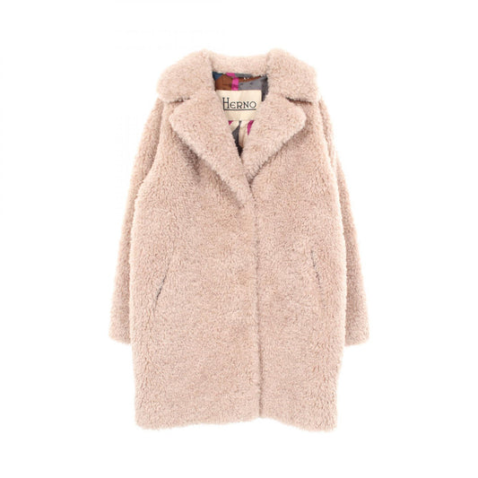 Herno Curly Eco-Fur Polyester Coat Beige Size 40