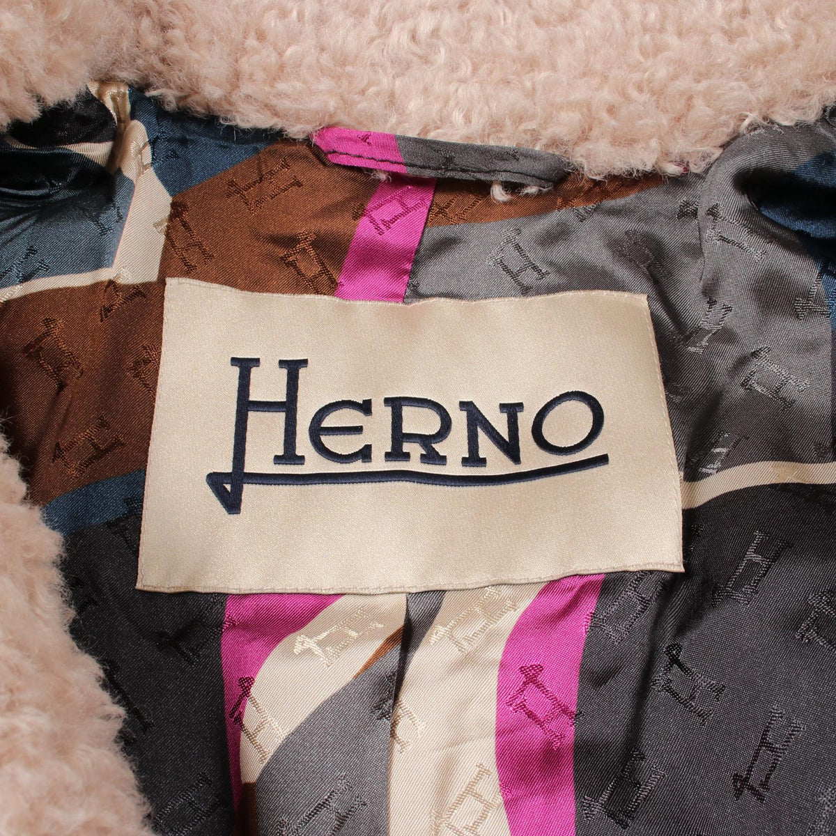 Herno Curly Eco-Fur Polyester Coat Beige Size 40