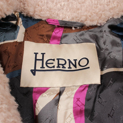 Herno Curly Eco-Fur Polyester Coat Beige Size 40