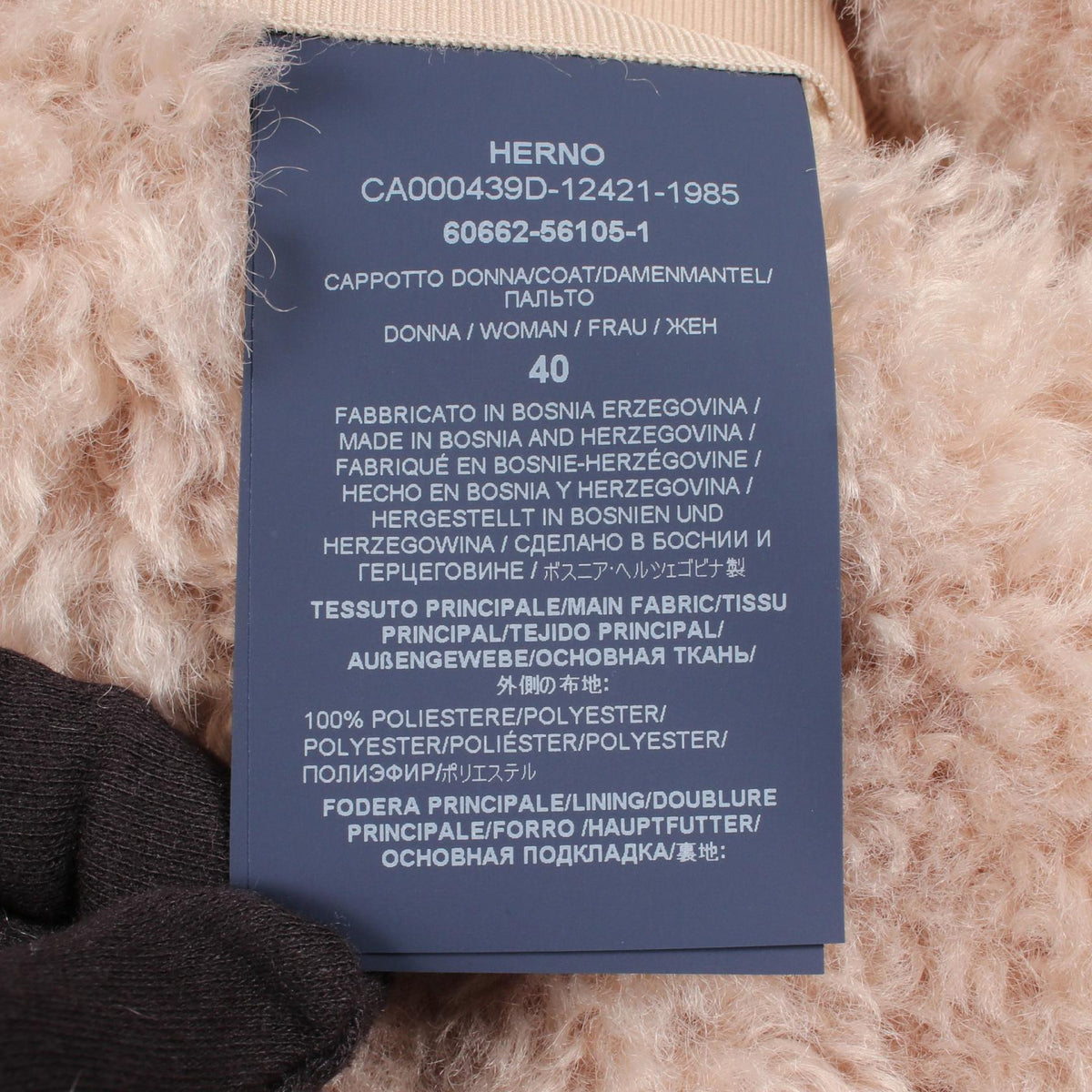 Herno Curly Eco-Fur Polyester Coat Beige Size 40