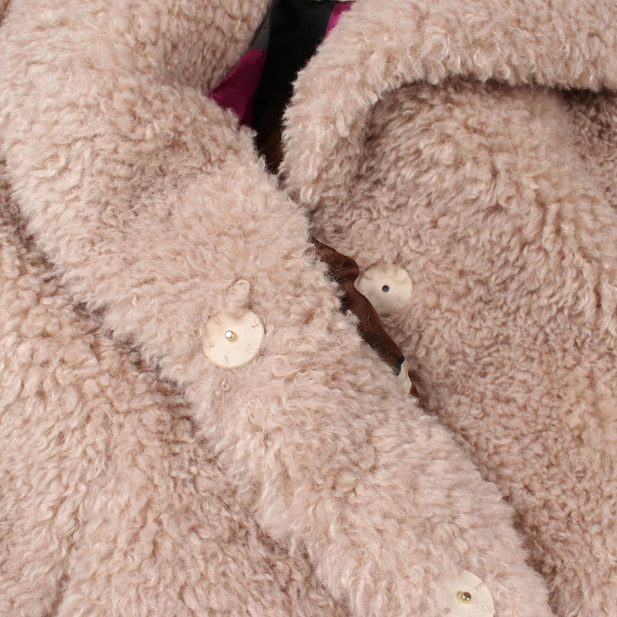 Herno Curly Eco-Fur Polyester Coat Beige Size 40