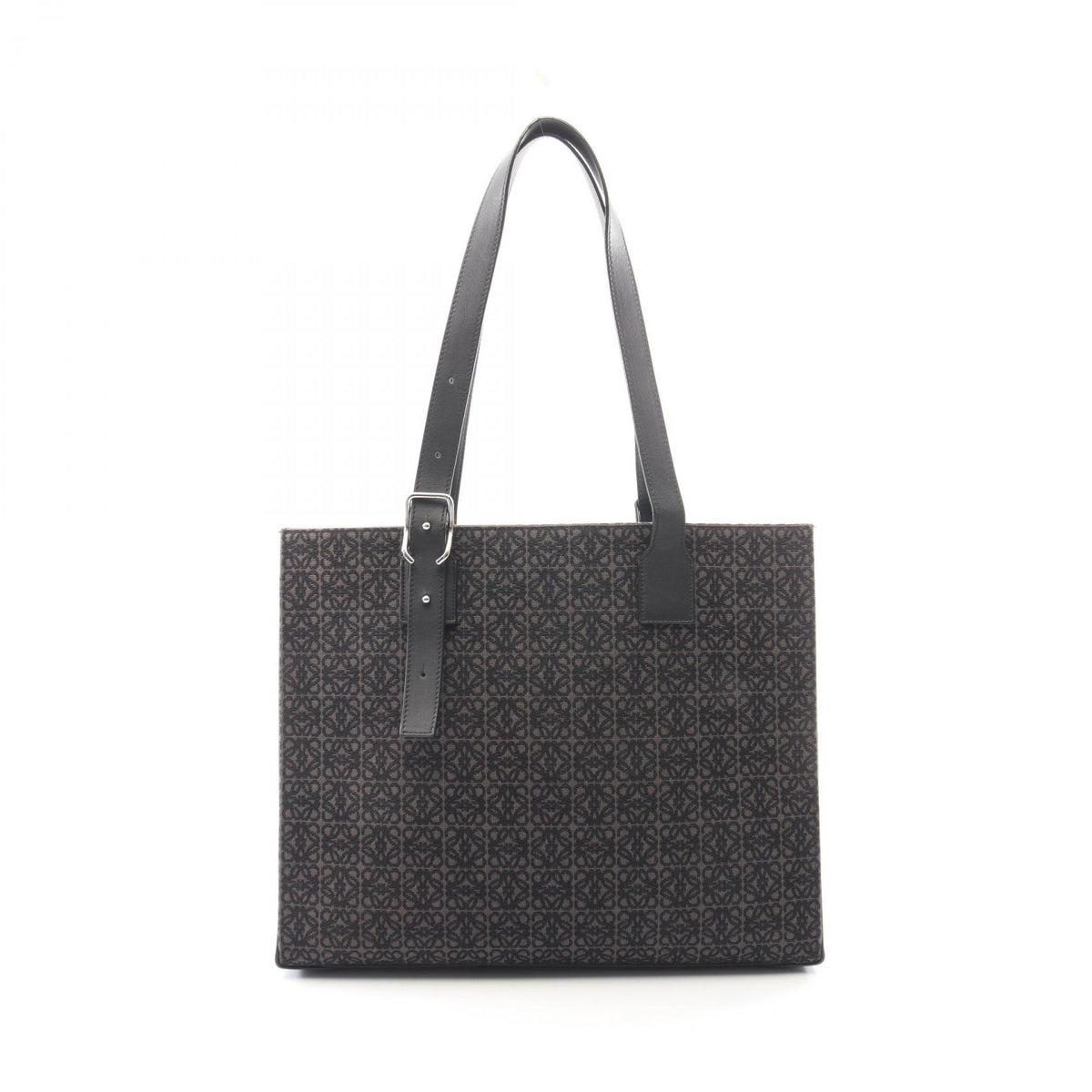 LOEWE Anagram Buckle Canvas Leather Tote Bag