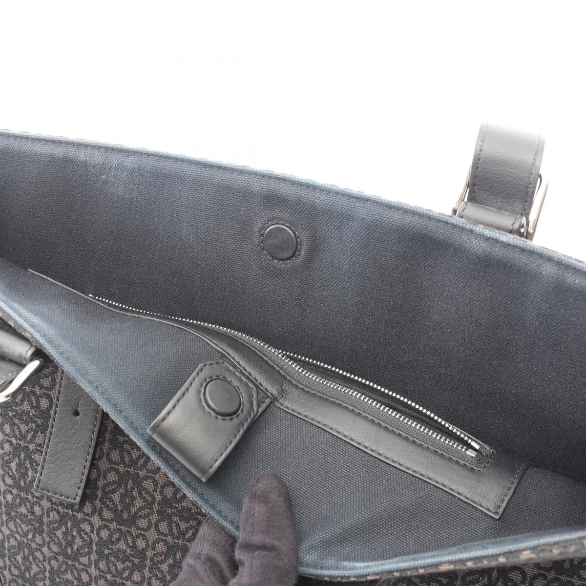 LOEWE Anagram Buckle Canvas Leather Tote Bag