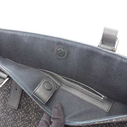 LOEWE Anagram Buckle Canvas Leather Tote Bag