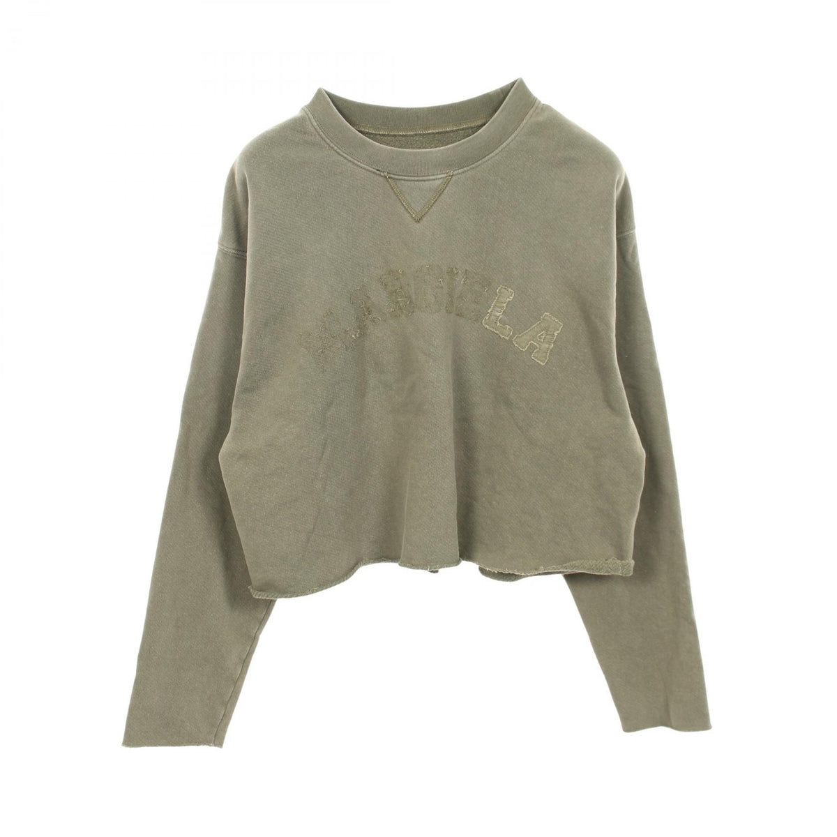 Maison Margiela Cropped Cut-Off Khaki Green Sweatshirt Size M