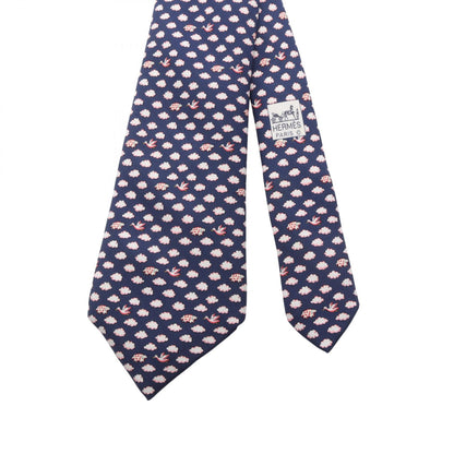 HERMES All-Over Clouds Birds Silk Tie
