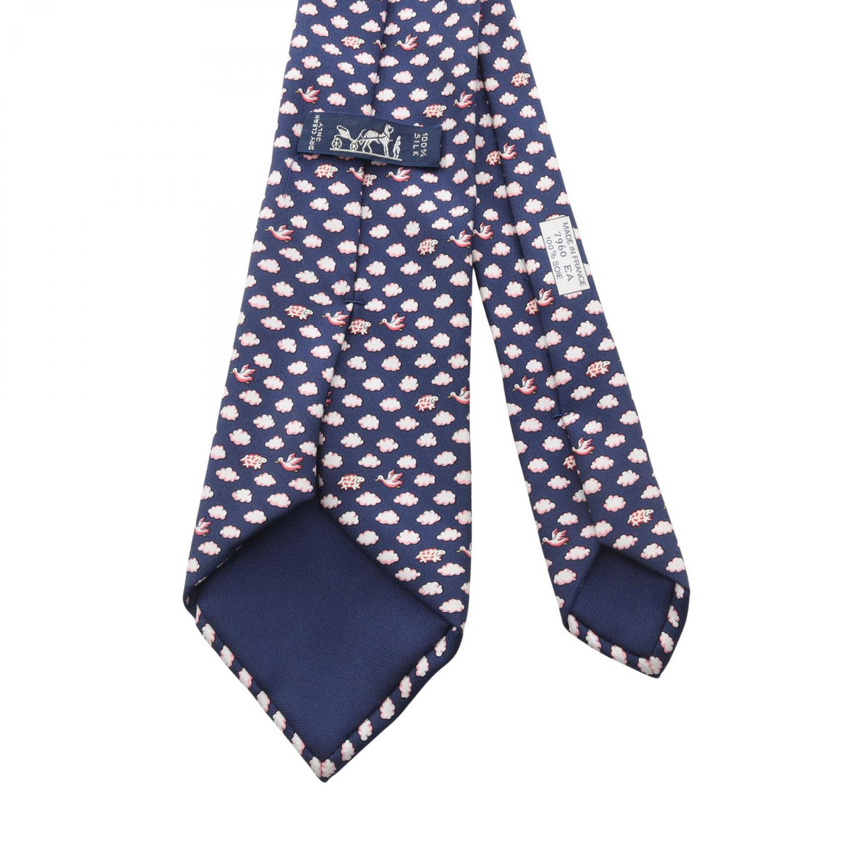 HERMES All-Over Clouds Birds Silk Tie