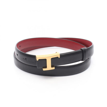 TOD'S T Timeless Gold Reversible Leather Belt Black Size 80