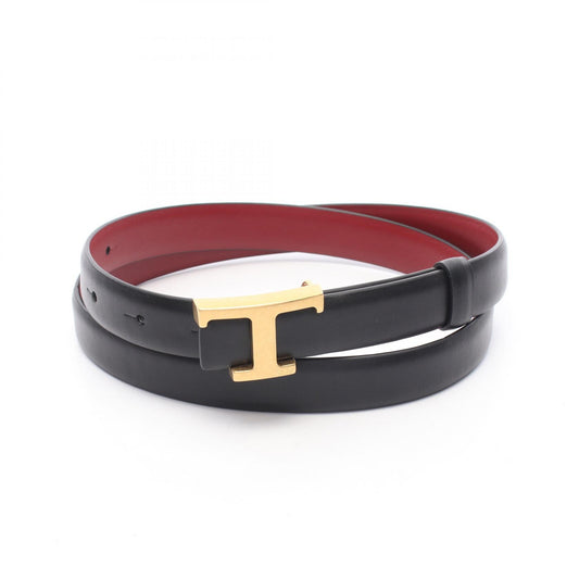 TOD'S T Timeless Gold Reversible Leather Belt Black Size 80