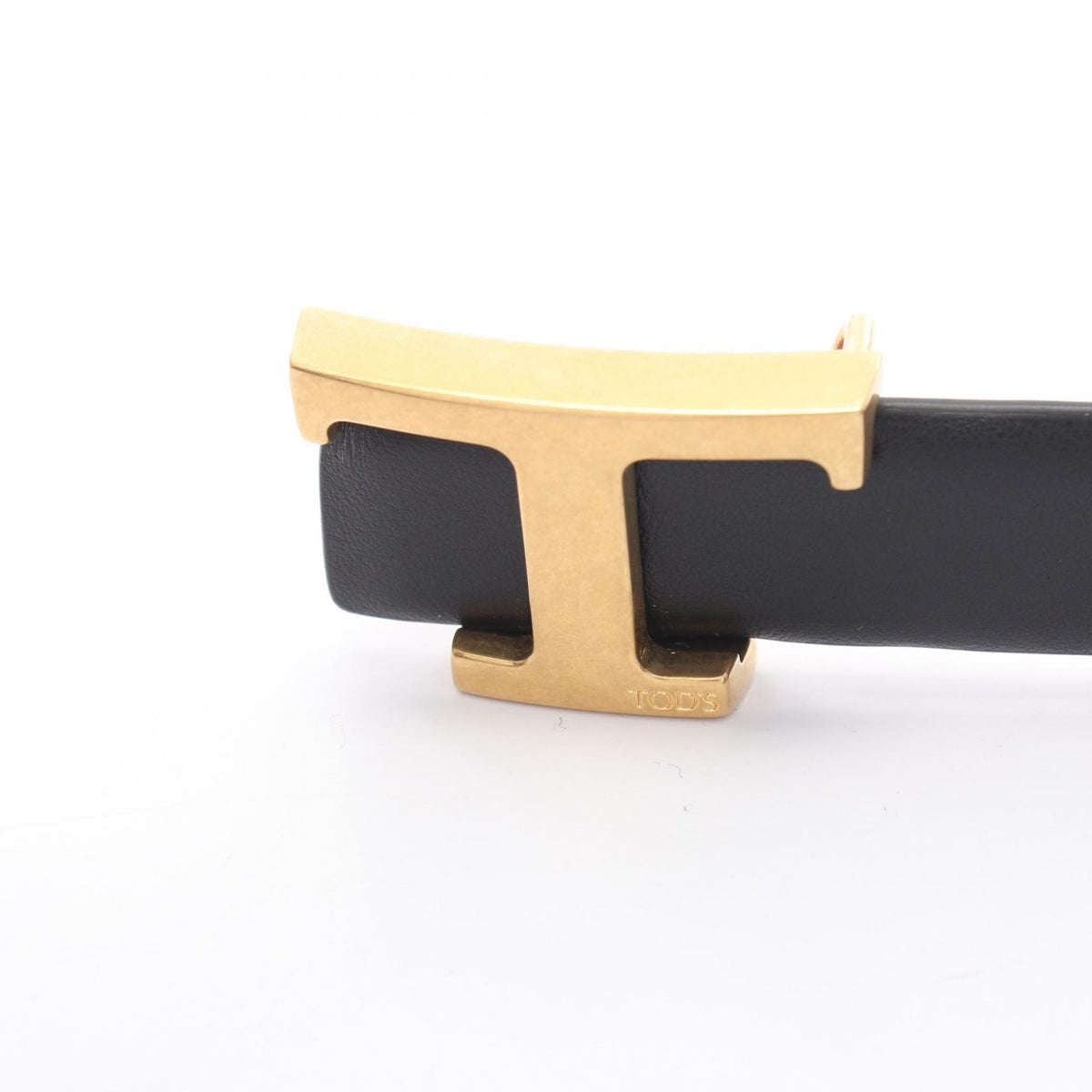 TOD'S T Timeless Gold Reversible Leather Belt Black Size 80