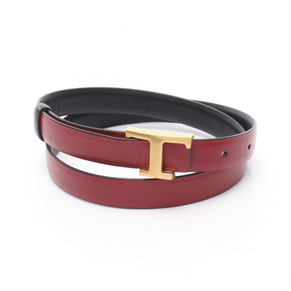 TOD'S T Timeless Gold Reversible Leather Belt Black Size 80