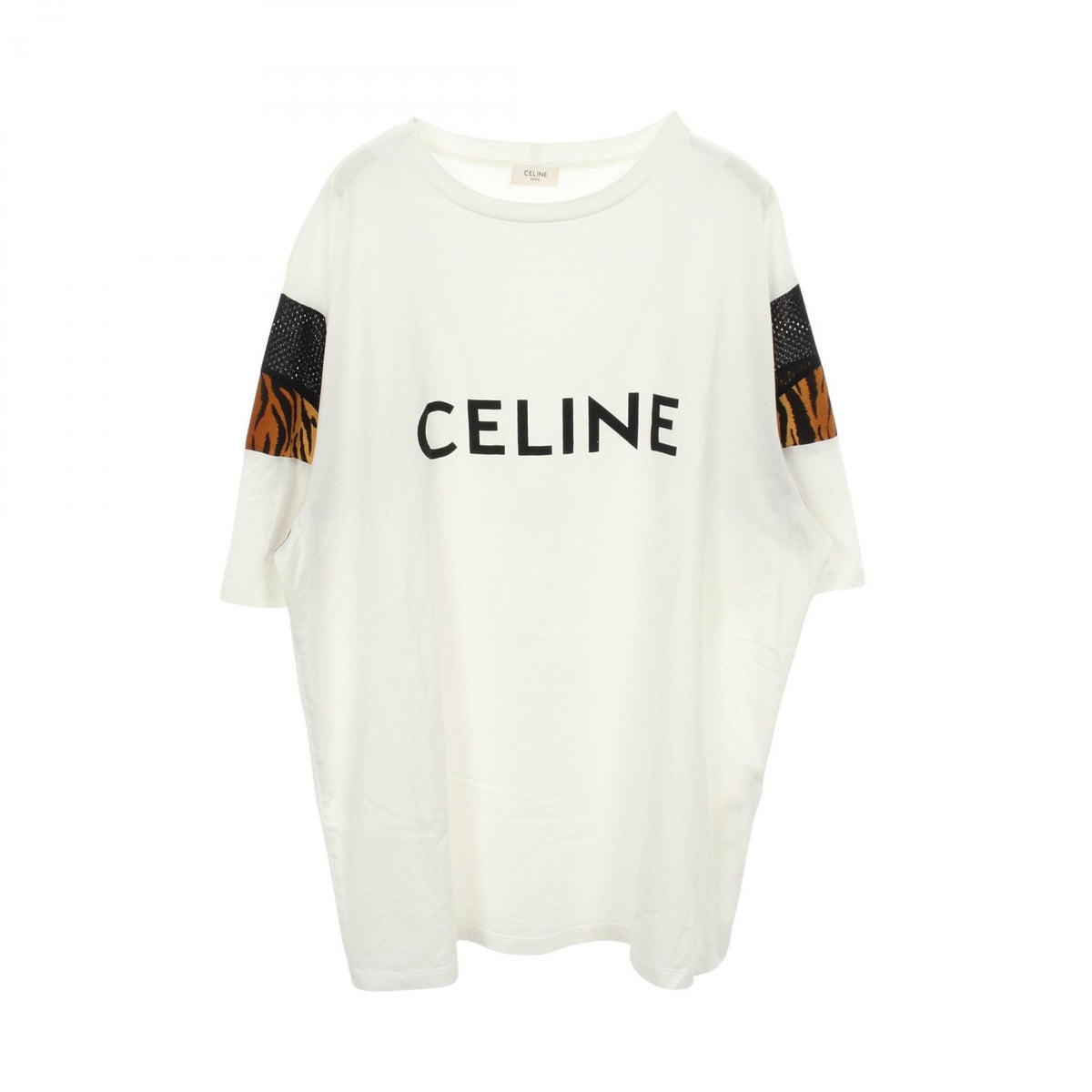 CELINE Logo Print Leopard Oversized T-Shirt Size S