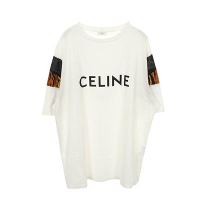 CELINE Logo Print Leopard Oversized T-Shirt Size S