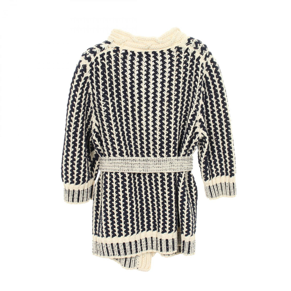 CHANEL Blue Cable Knit Cotton Cardigan Size 34