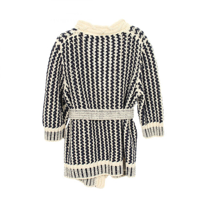 CHANEL Blue Cable Knit Cotton Cardigan Size 34