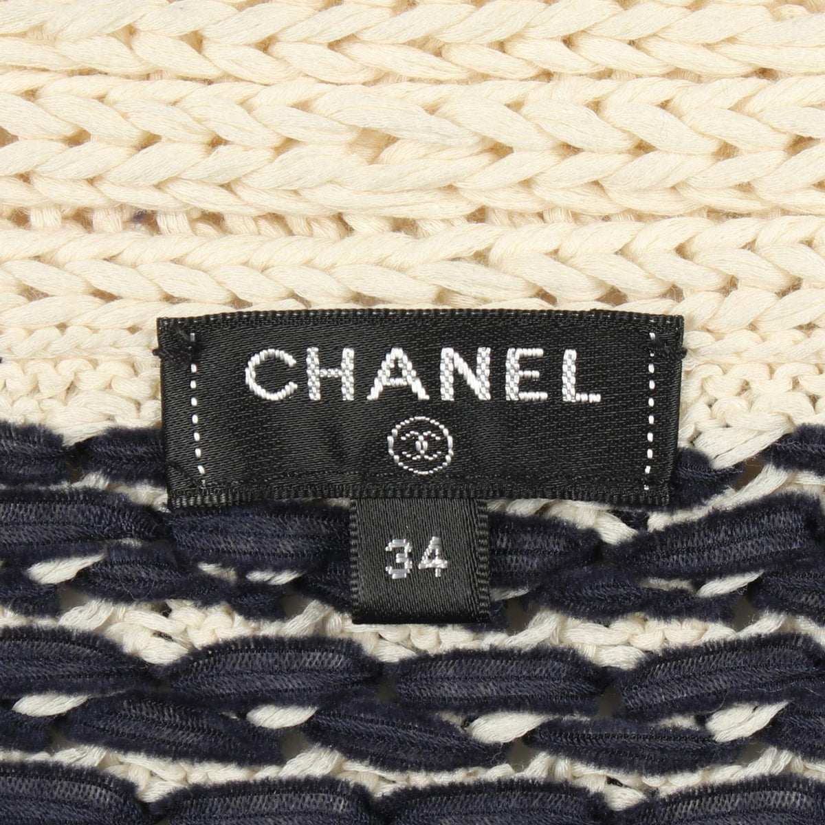 CHANEL Blue Cable Knit Cotton Cardigan Size 34