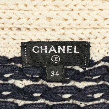 CHANEL Blue Cable Knit Cotton Cardigan Size 34