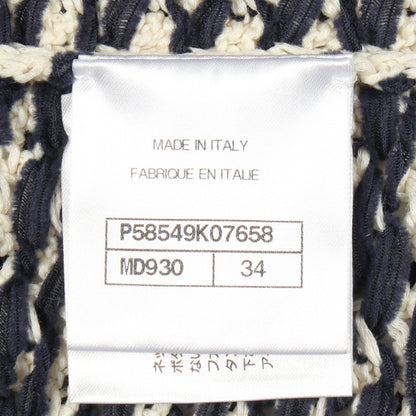 CHANEL Blue Cable Knit Cotton Cardigan Size 34