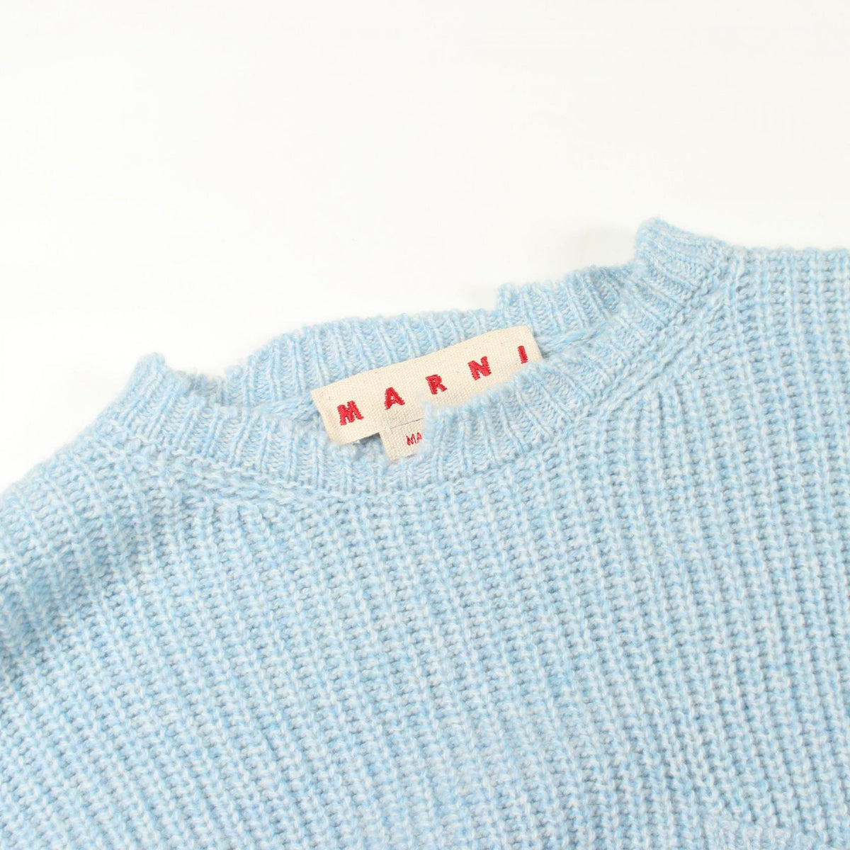 MARNI Crew Neck Wool Sweater Blue Size 36