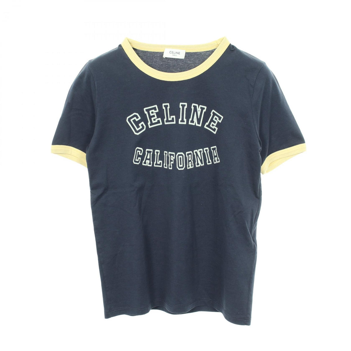 CELINE 70's California Flock Logo T-Shirt Navy Size XS