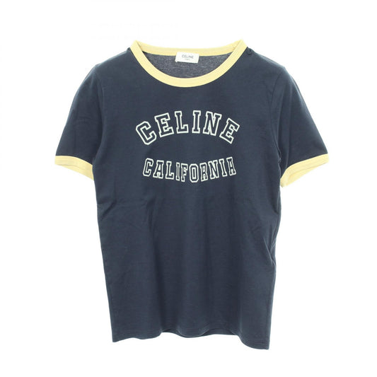 CELINE 70's California Flock Logo T-Shirt Navy Size XS