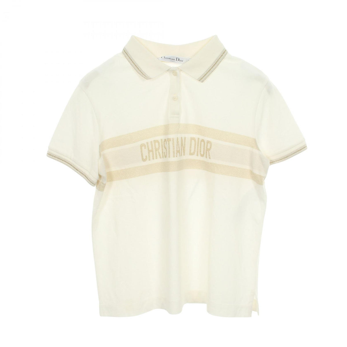 Dior Logo Cotton Polo Shirt White Size S