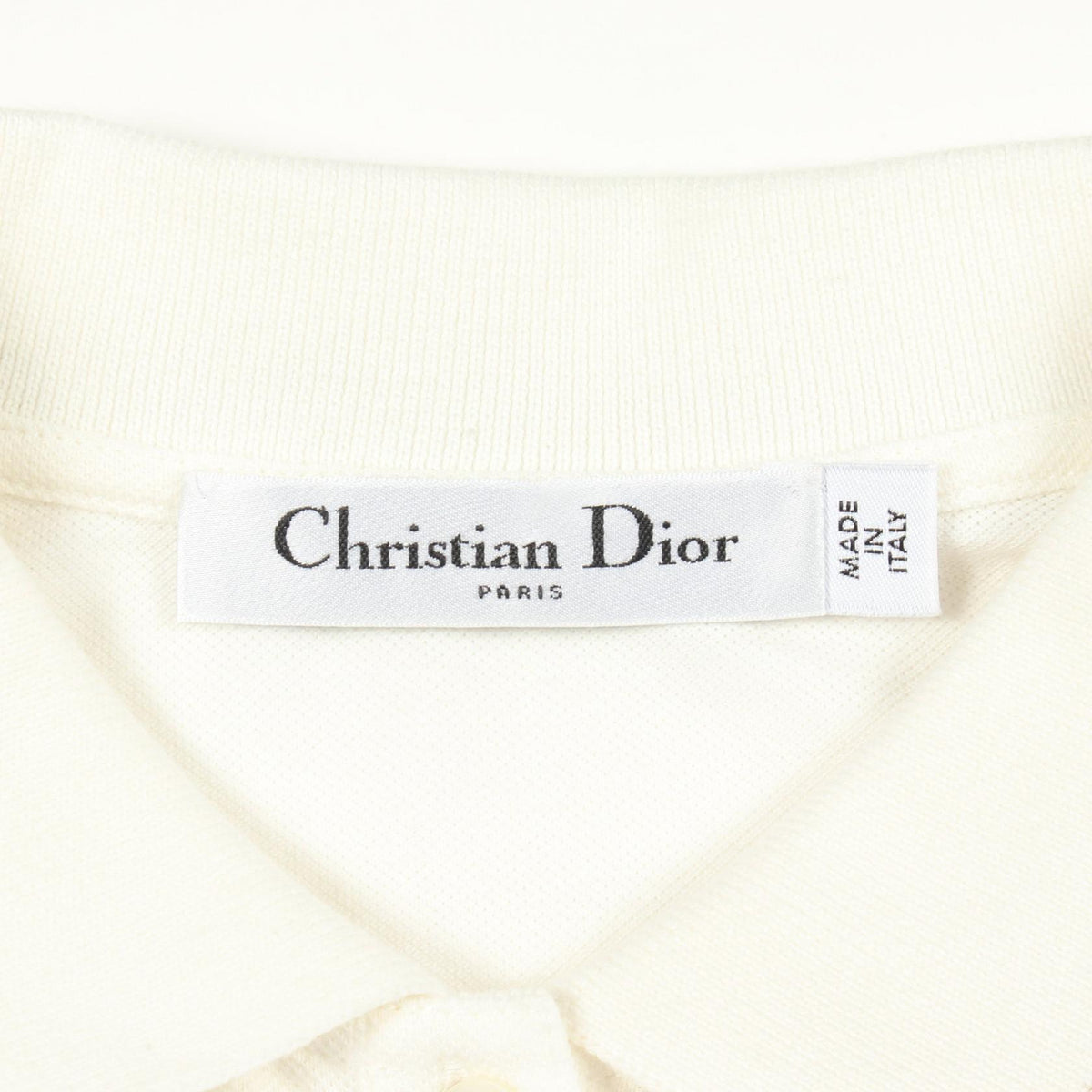 Dior Logo Cotton Polo Shirt White Size S