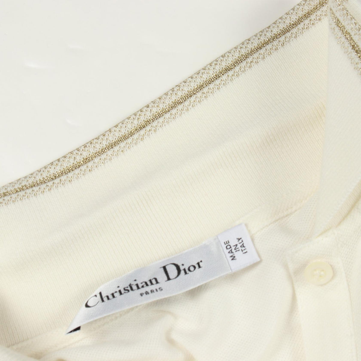 Dior Logo Cotton Polo Shirt White Size S