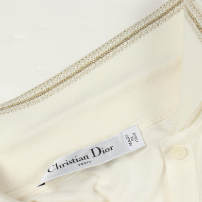 Dior Logo Cotton Polo Shirt White Size S