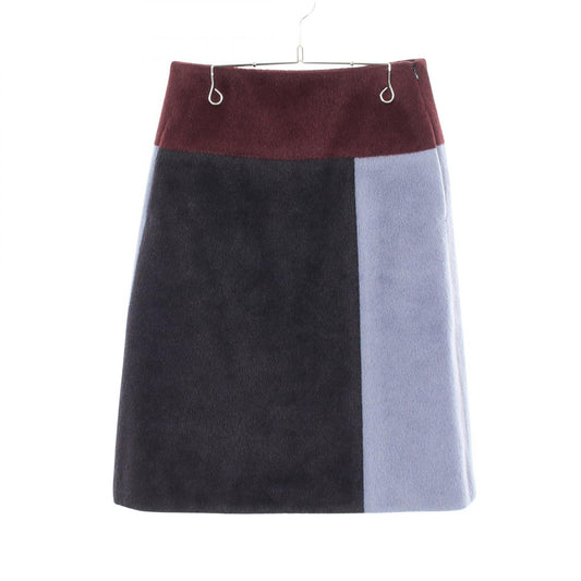 Drawer Wool Color Block Midi Skirt Blue Size 36