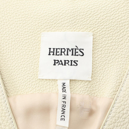 HERMES Clou de Selle Sellier Button Vest Beige Size 38