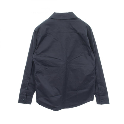 MONCLER Logo Embroidery Zip-Up Cotton Button Up Blue Shirt Size XS
