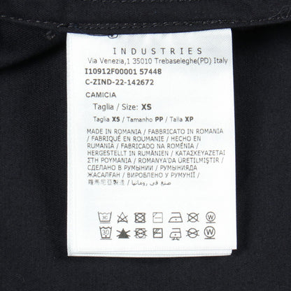 MONCLER Logo Embroidery Zip-Up Cotton Button Up Blue Shirt Size XS