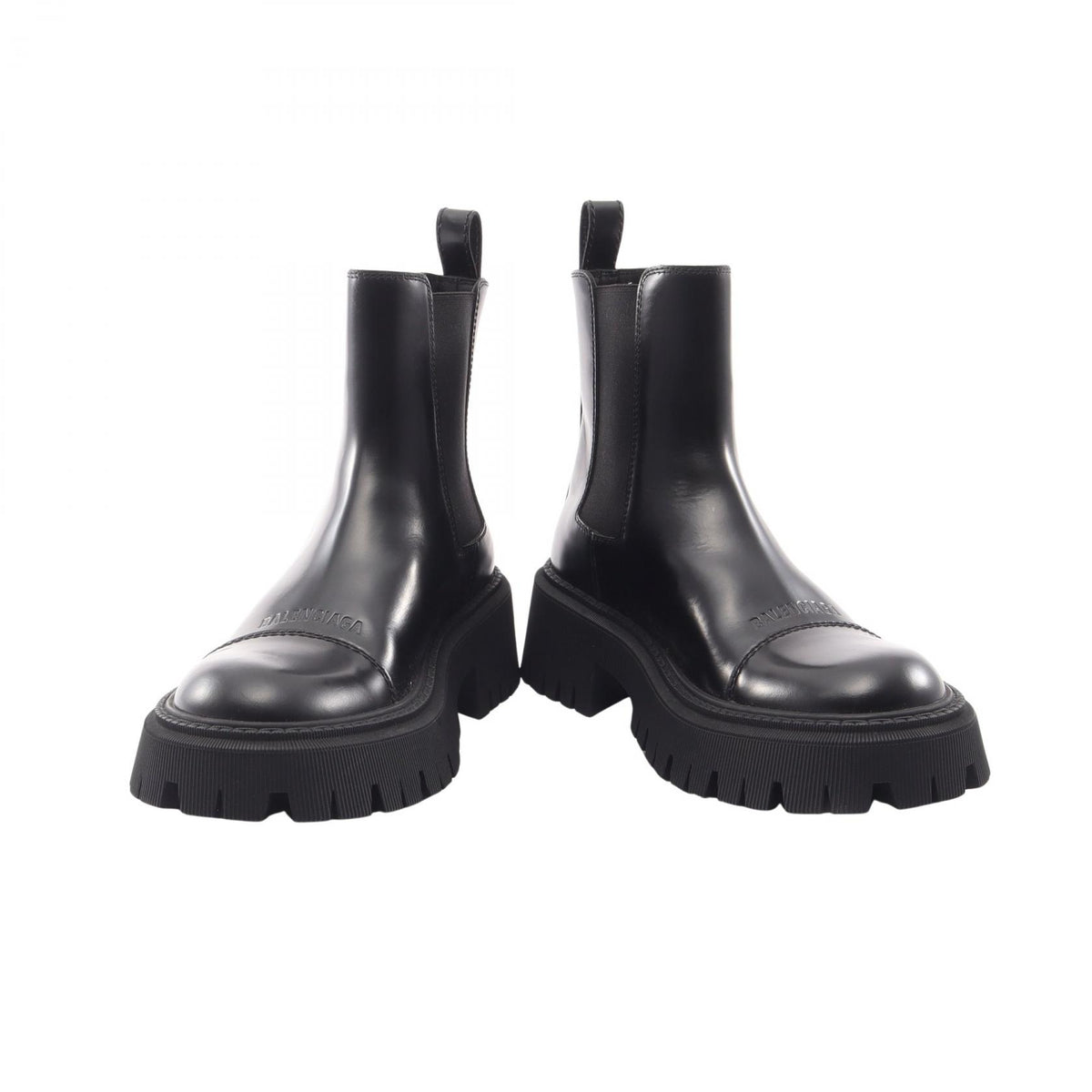 BALENCIAGA Black TRACTOR Leather Boots Size 36