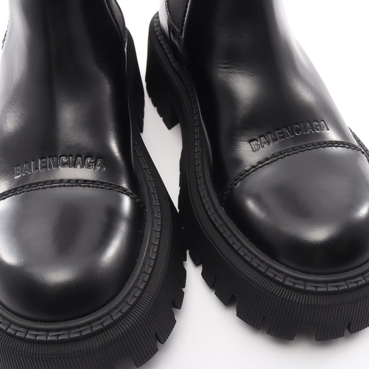 BALENCIAGA Black TRACTOR Leather Boots Size 36