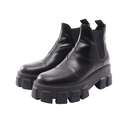 PRADA Black Monolith Brushed Leather Boots Size 38