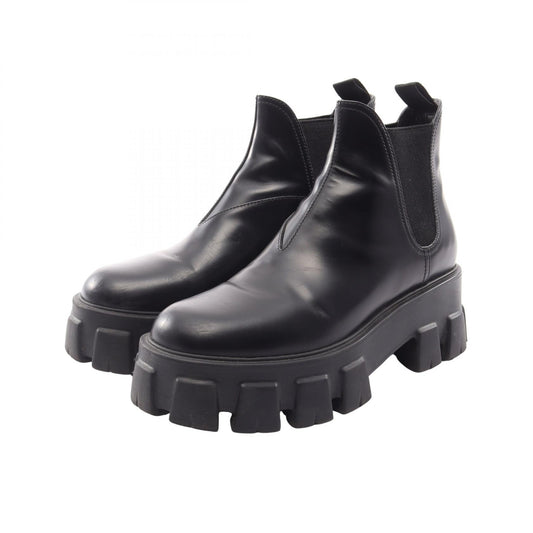 PRADA Black Monolith Brushed Leather Boots Size 38