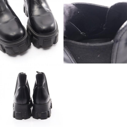 PRADA Black Monolith Brushed Leather Boots Size 38