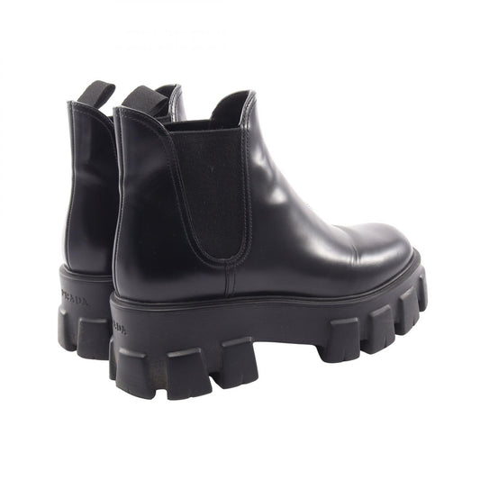 PRADA Black Monolith Brushed Leather Boots Size 38