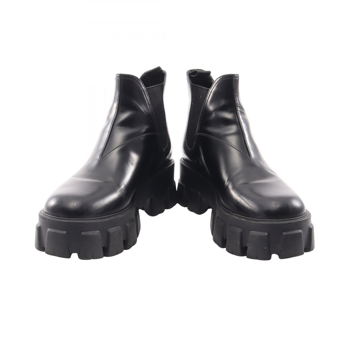 PRADA Black Monolith Brushed Leather Boots Size 38