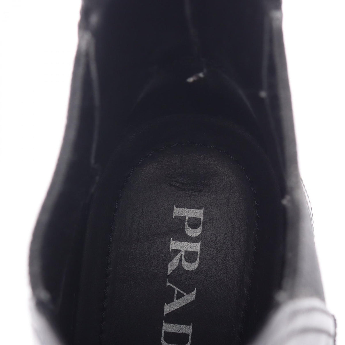 PRADA Black Monolith Brushed Leather Boots Size 38