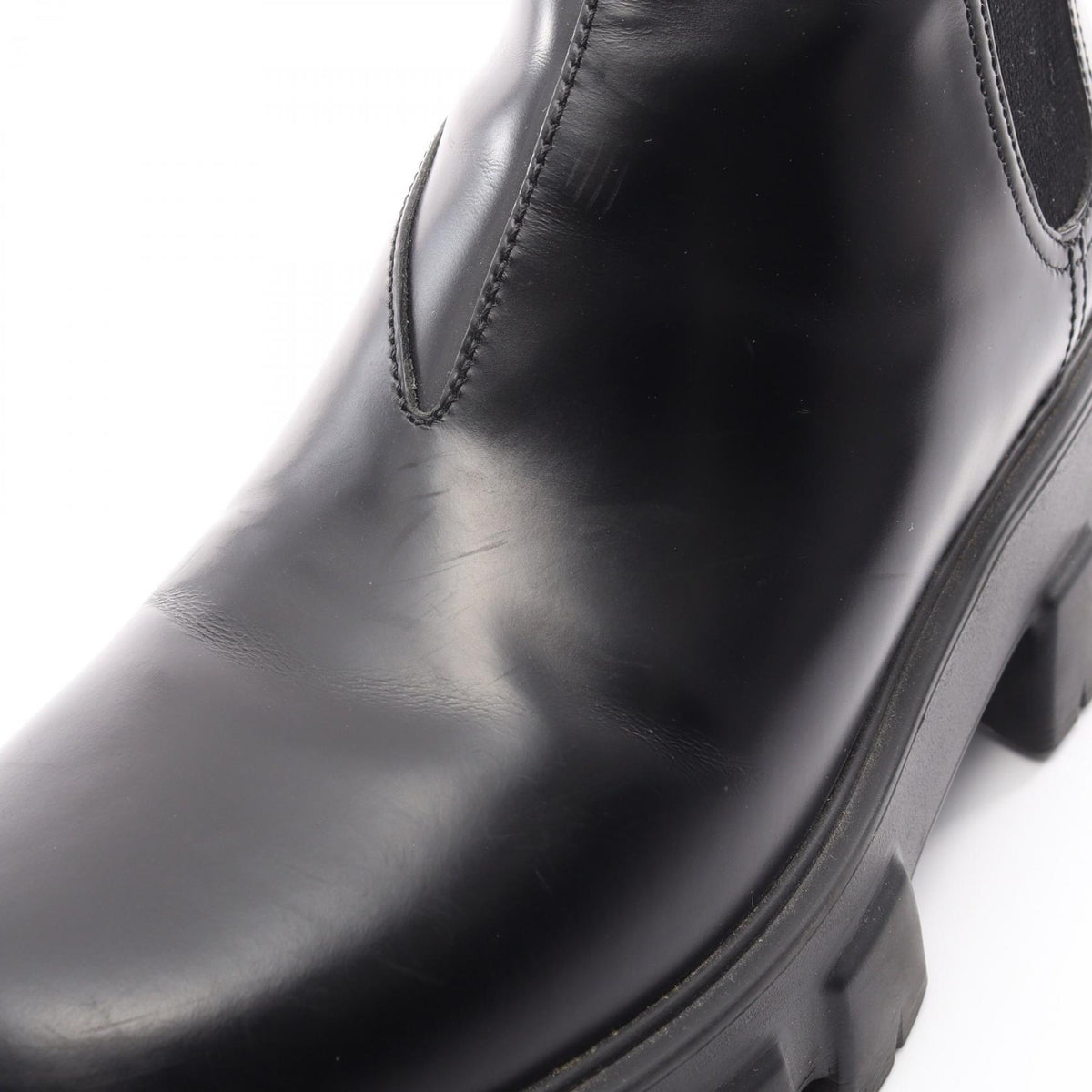 PRADA Black Monolith Brushed Leather Boots Size 38