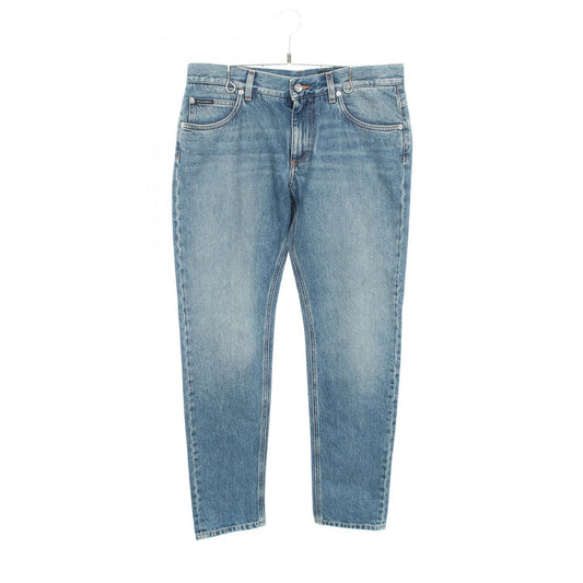 DOLCE & GABBANA Logo Plate Blue Cotton Denim Jeans Size 48