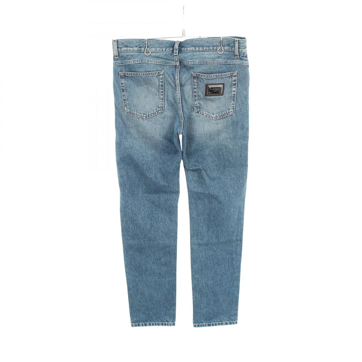 DOLCE & GABBANA Logo Plate Blue Cotton Denim Jeans Size 48